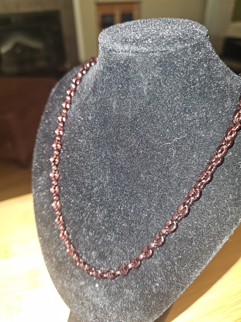Elegant Braided Chain Necklace in Deep Garnet